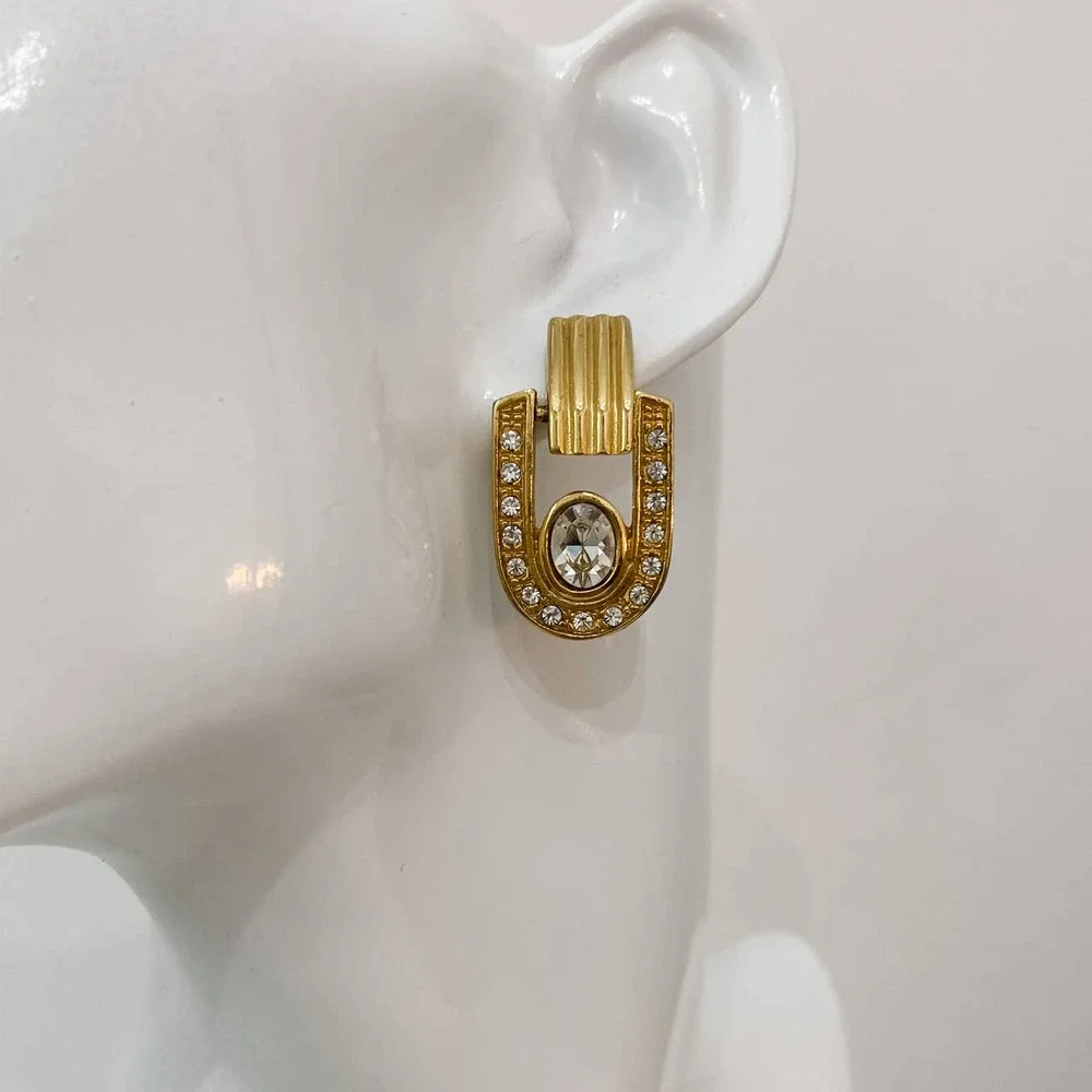 VTG Gold U Shape Door Knocker Earrings